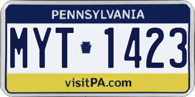 PA license plate MYT1423