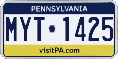 PA license plate MYT1425