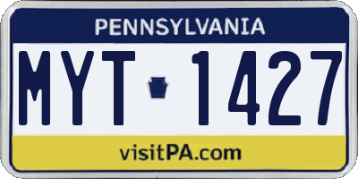 PA license plate MYT1427