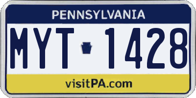 PA license plate MYT1428