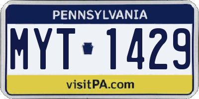 PA license plate MYT1429