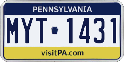 PA license plate MYT1431