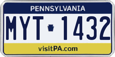 PA license plate MYT1432