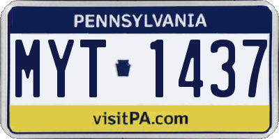 PA license plate MYT1437