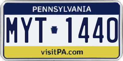 PA license plate MYT1440
