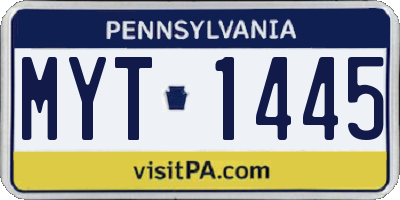 PA license plate MYT1445