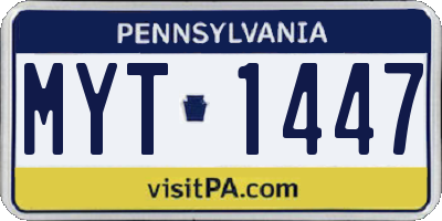 PA license plate MYT1447