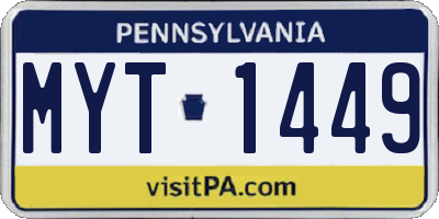 PA license plate MYT1449