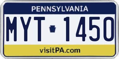 PA license plate MYT1450