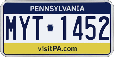 PA license plate MYT1452