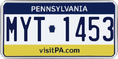 PA license plate MYT1453