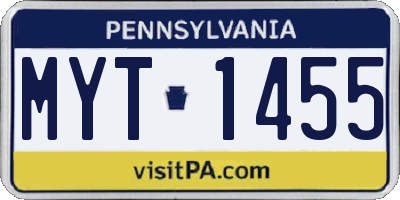 PA license plate MYT1455