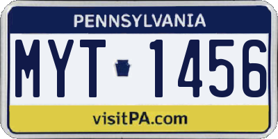 PA license plate MYT1456