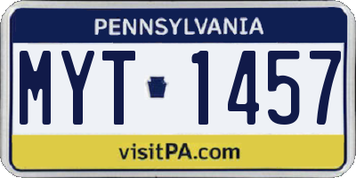 PA license plate MYT1457