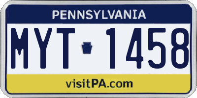 PA license plate MYT1458