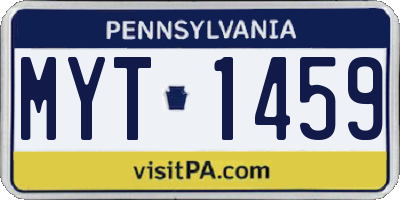PA license plate MYT1459