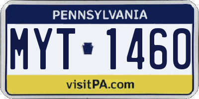 PA license plate MYT1460