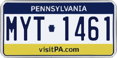 PA license plate MYT1461