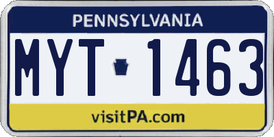 PA license plate MYT1463