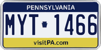 PA license plate MYT1466