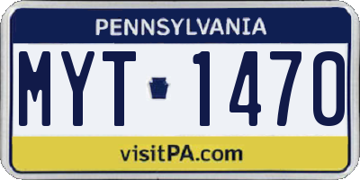 PA license plate MYT1470