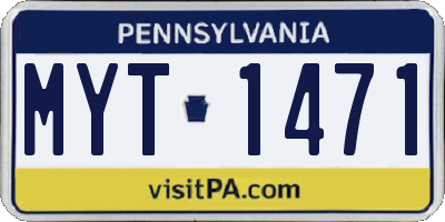 PA license plate MYT1471
