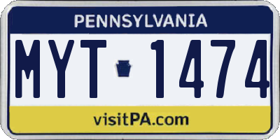 PA license plate MYT1474