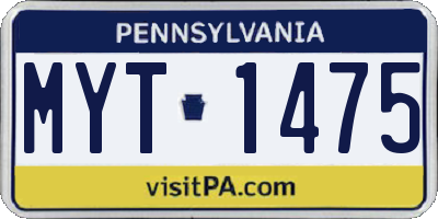 PA license plate MYT1475