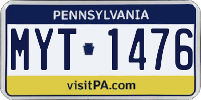 PA license plate MYT1476