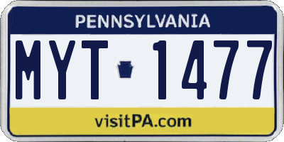 PA license plate MYT1477