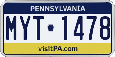 PA license plate MYT1478