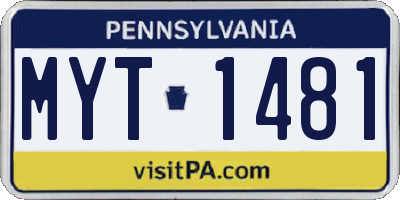 PA license plate MYT1481