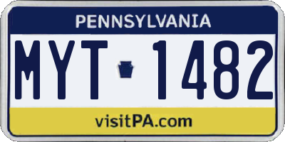 PA license plate MYT1482