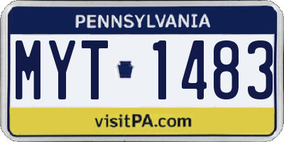 PA license plate MYT1483