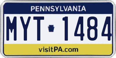 PA license plate MYT1484