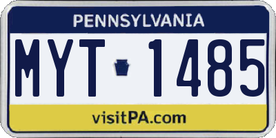 PA license plate MYT1485