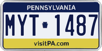 PA license plate MYT1487