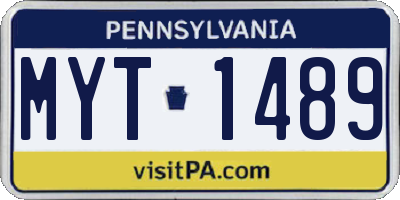 PA license plate MYT1489