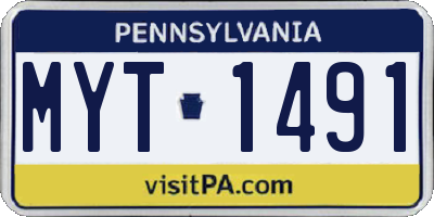 PA license plate MYT1491