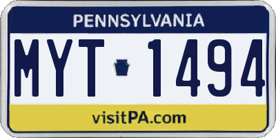 PA license plate MYT1494