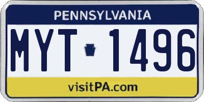 PA license plate MYT1496