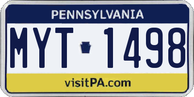 PA license plate MYT1498
