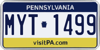 PA license plate MYT1499