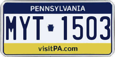 PA license plate MYT1503