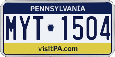 PA license plate MYT1504