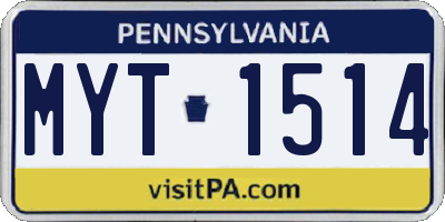 PA license plate MYT1514