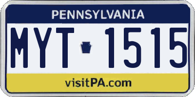 PA license plate MYT1515