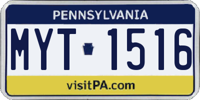 PA license plate MYT1516