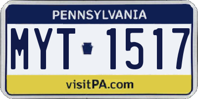 PA license plate MYT1517