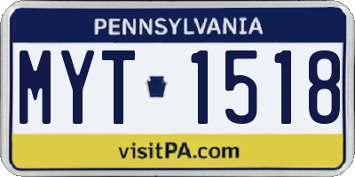 PA license plate MYT1518